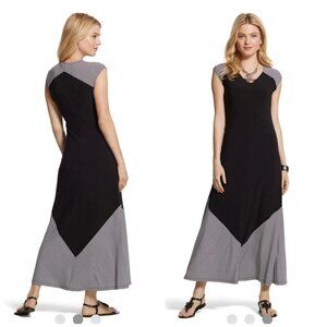 Chicos Blocked Striped Breezy Maxi Dress Size 2